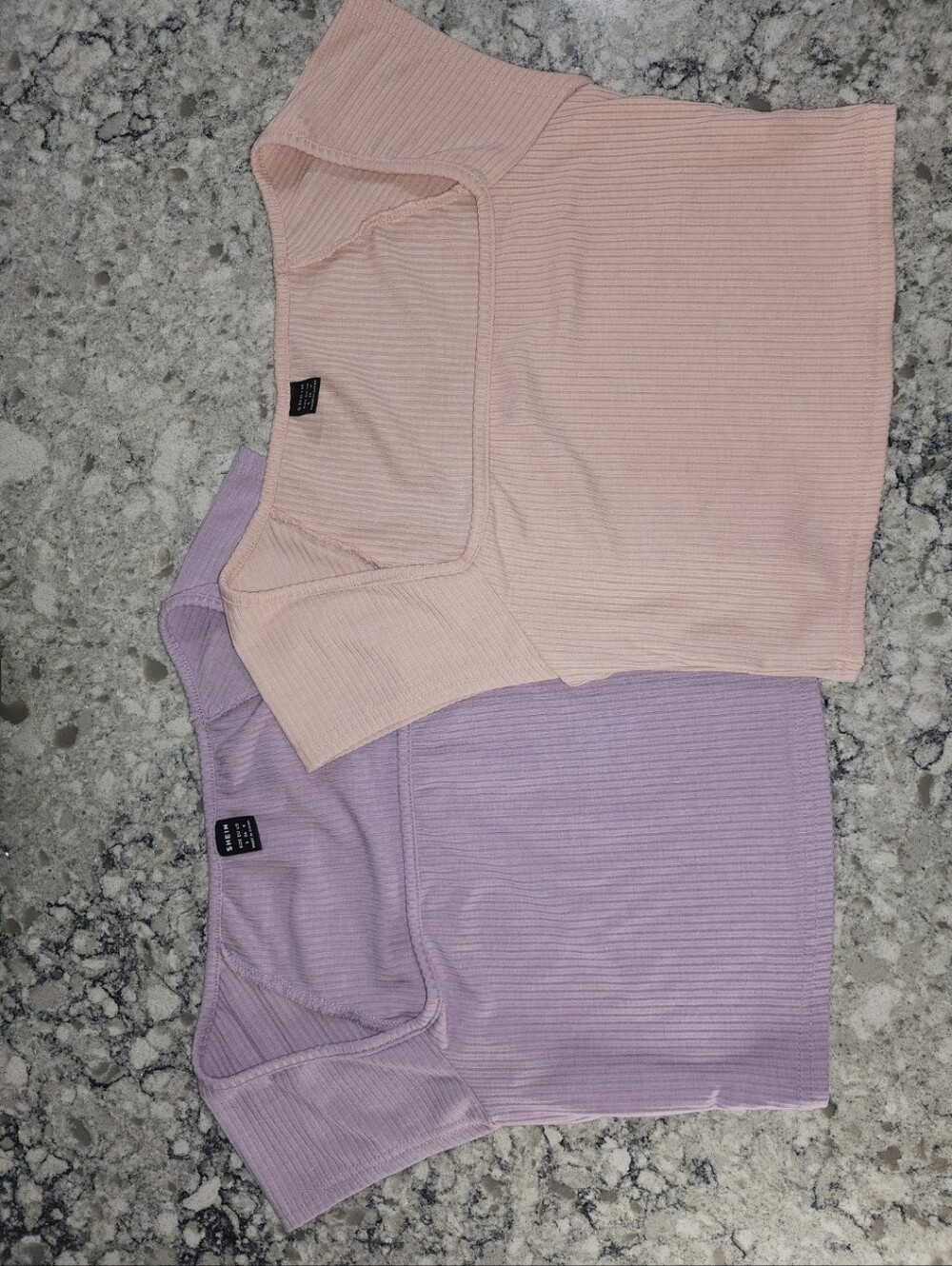SHEIN Light Pink and Lavender Ribbed Crop Tops New Ladies 4 Soft Stretch